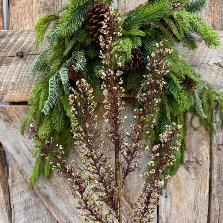 30" Chocolate Brown Christmas Tree Spray