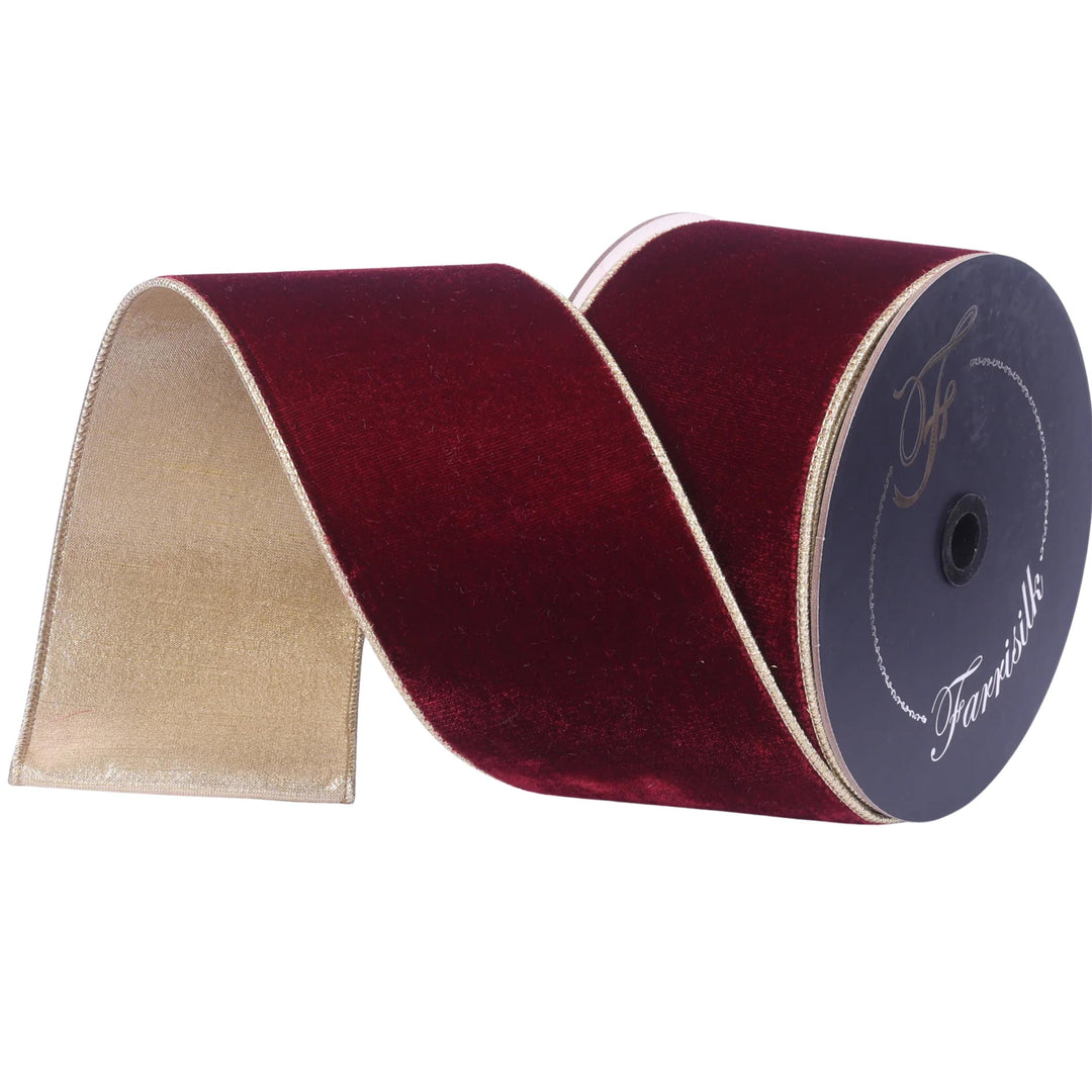 4” Burgundy Velvet Ribbon, Farrisilk Flashy Velvet ribbon, Burgundy Ribbon