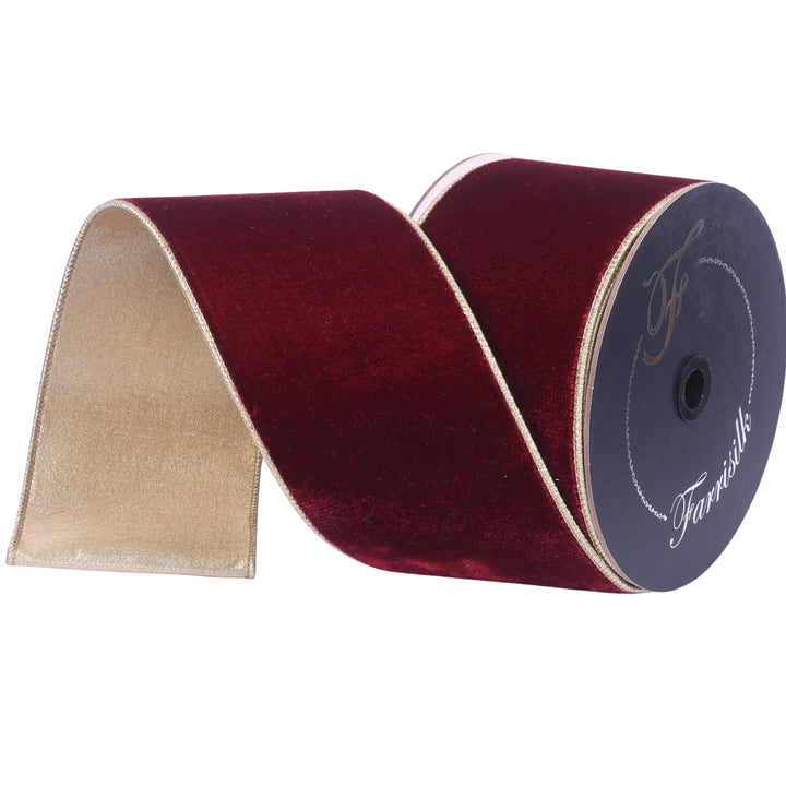 4” Burgundy Velvet Ribbon, Farrisilk Flashy Velvet ribbon, Burgundy Ribbon