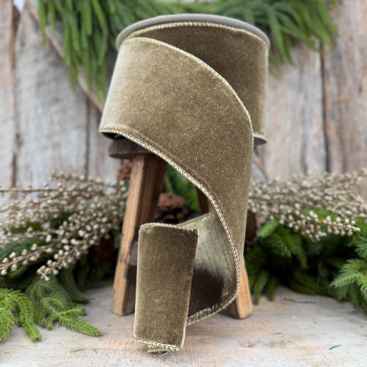 4” Mink Velvet Ribbon, Farrisilk ribbon