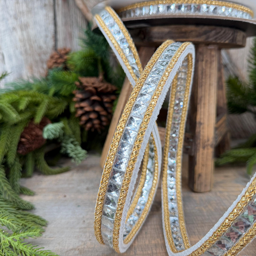 3/4" White Gemstone Ribbon, Farrisilk Ribbon