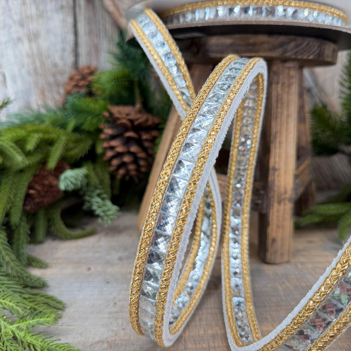 3/4" White Gemstone Ribbon, Farrisilk Ribbon