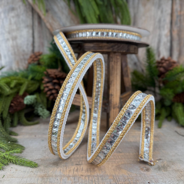 3/4" White Gemstone Ribbon, Farrisilk Ribbon
