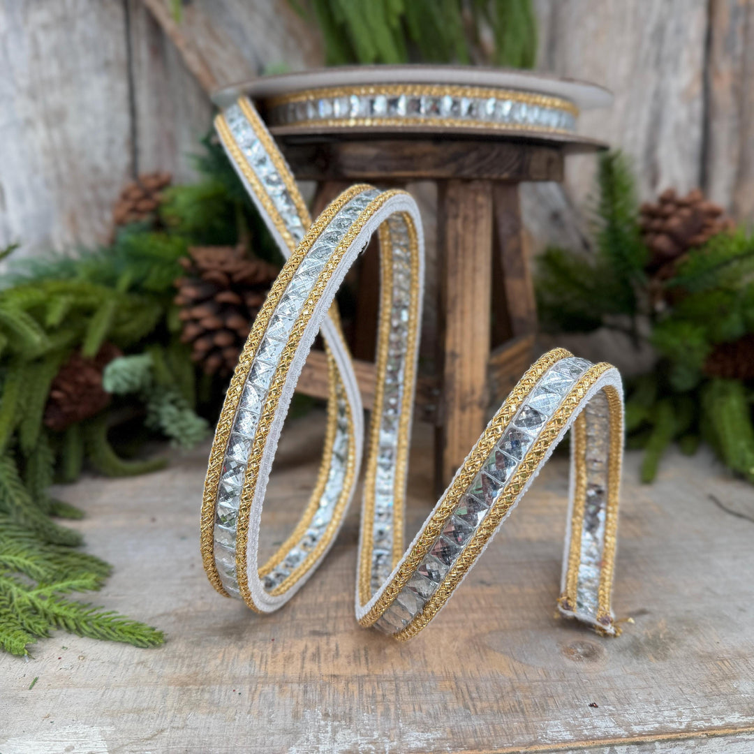 3/4" White Gemstone Ribbon, Farrisilk Ribbon