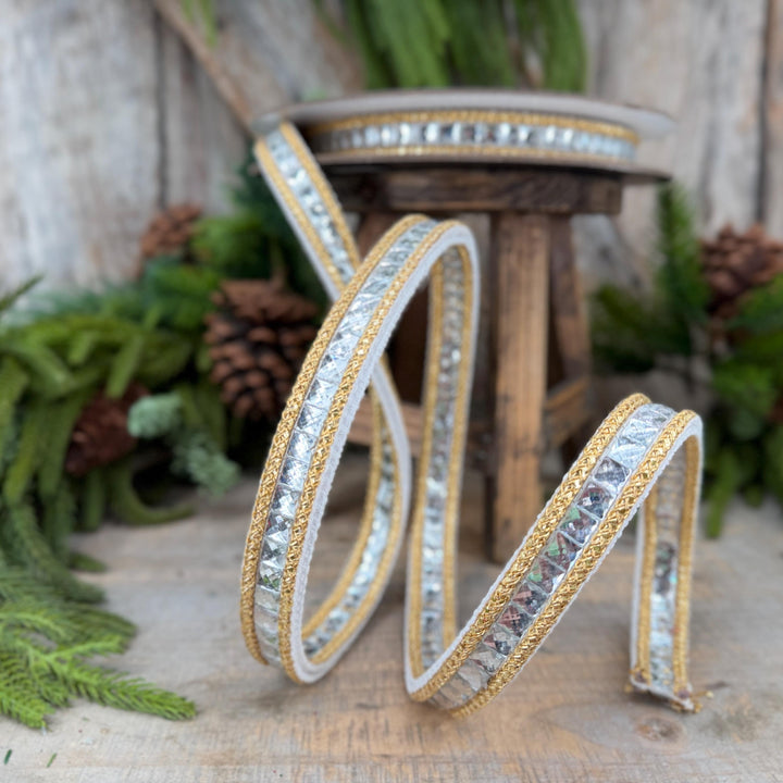 3/4" White Gemstone Ribbon, Farrisilk Ribbon