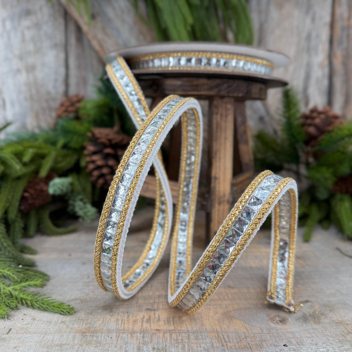 3/4" White Gemstone Ribbon, Farrisilk Ribbon