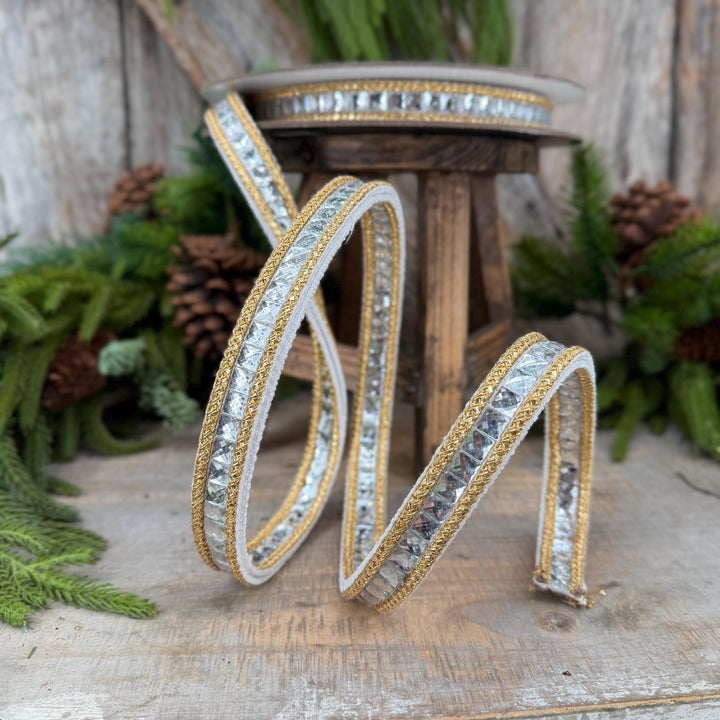 3/4" White Gemstone Ribbon, Farrisilk Ribbon