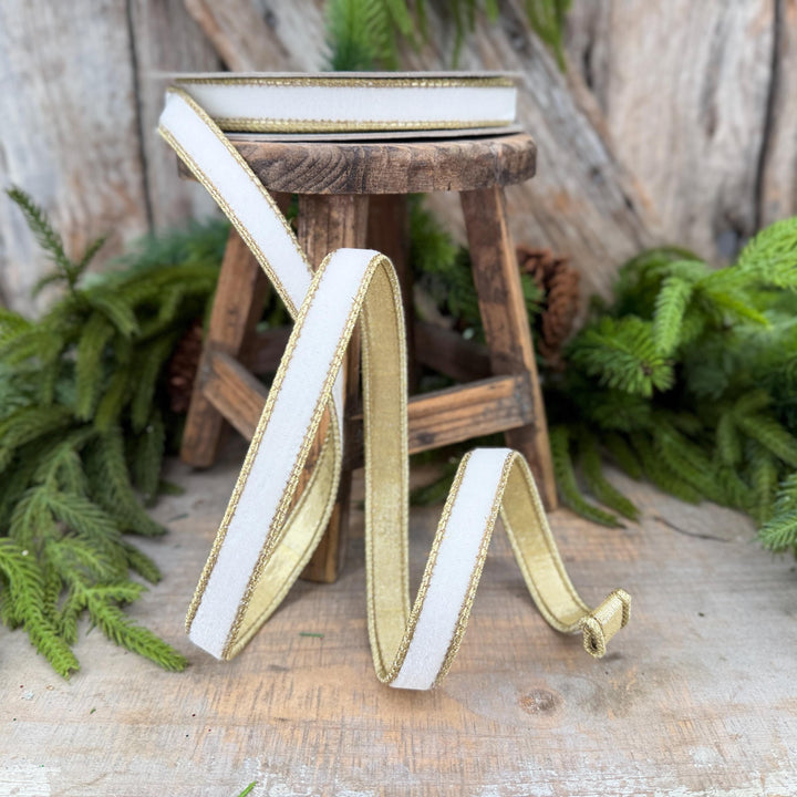 3/4" Ivory Flashy Velvet Ribbon, Farrisilk Ivory Velvet Ribbon