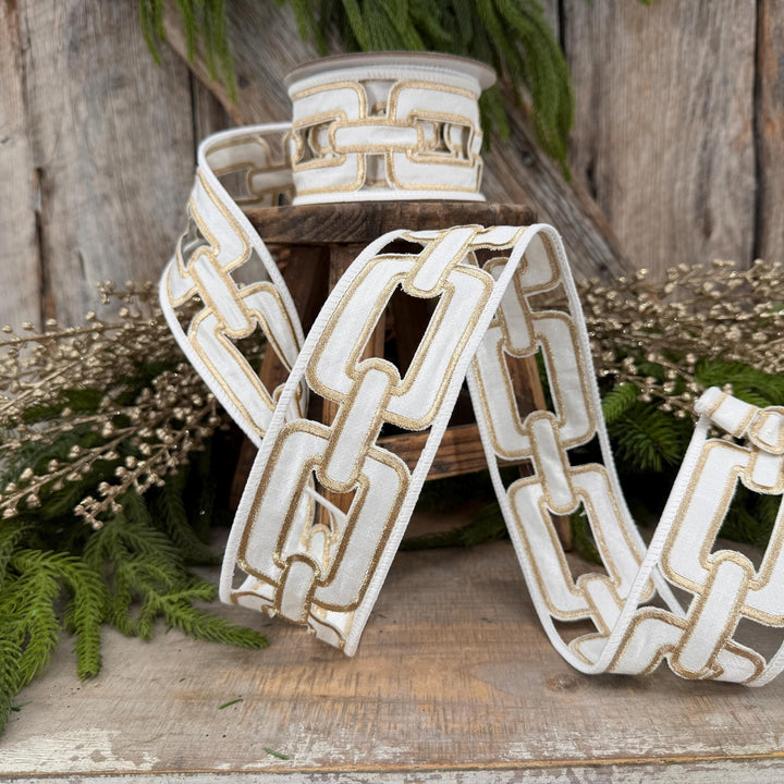 2.25" White Ribbon, Farrisilk Ribbon