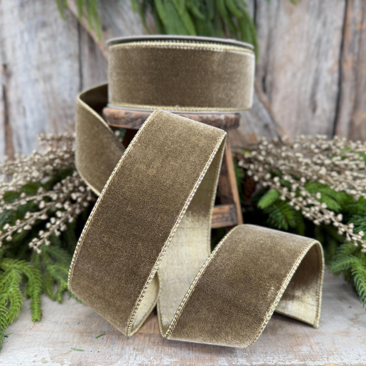 2.5” Mink Velvet Ribbon, Farrisilk ribbon