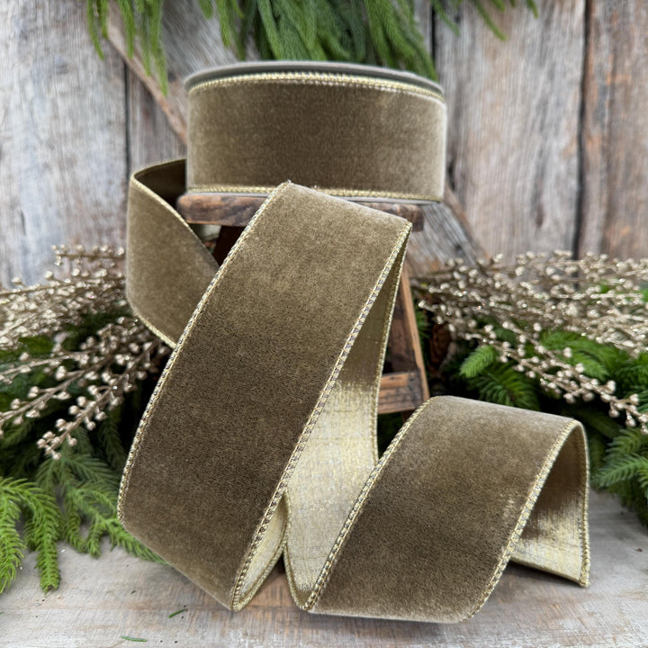 2.5” Mink Velvet Ribbon, Farrisilk ribbon