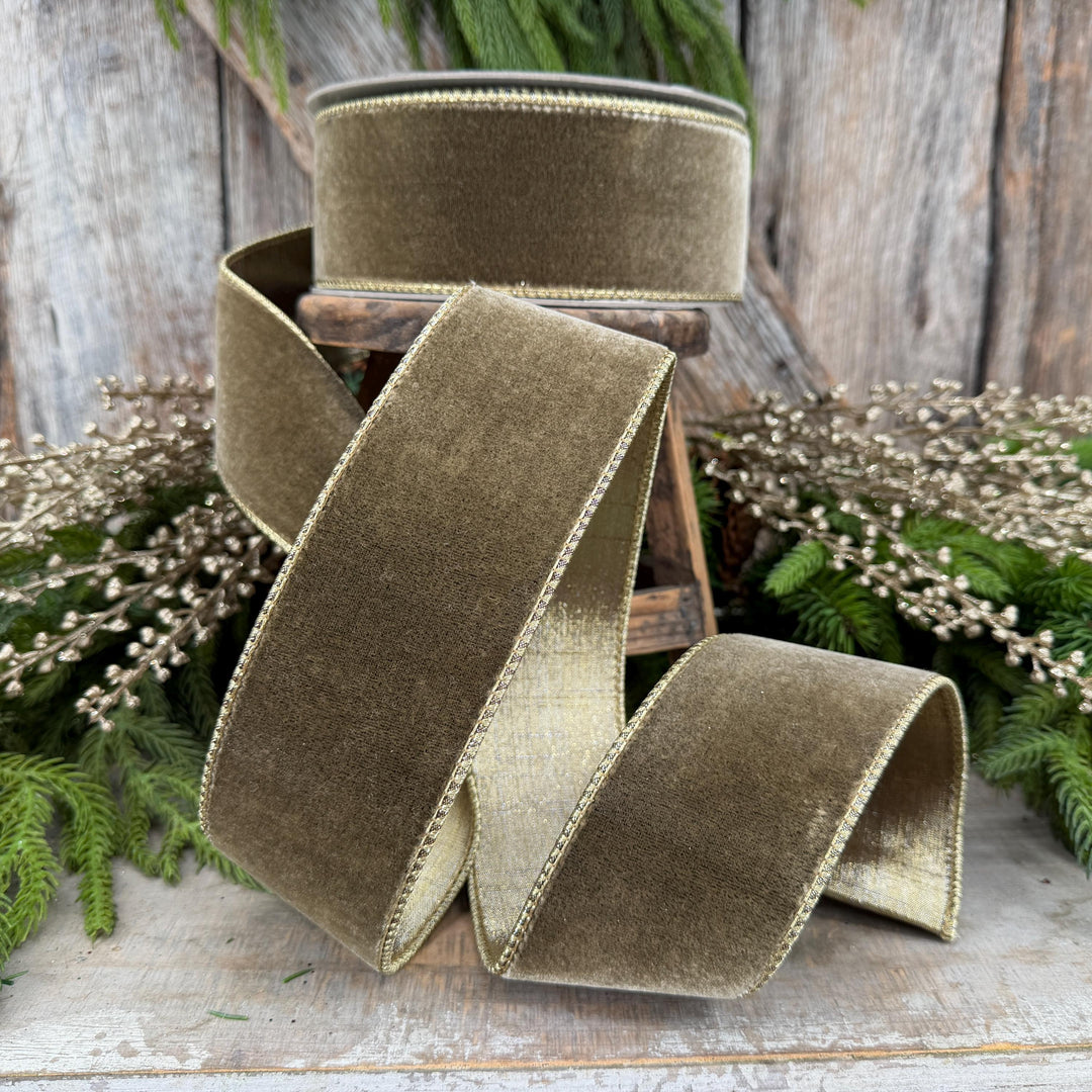 2.5” Mink Velvet Ribbon, Farrisilk ribbon