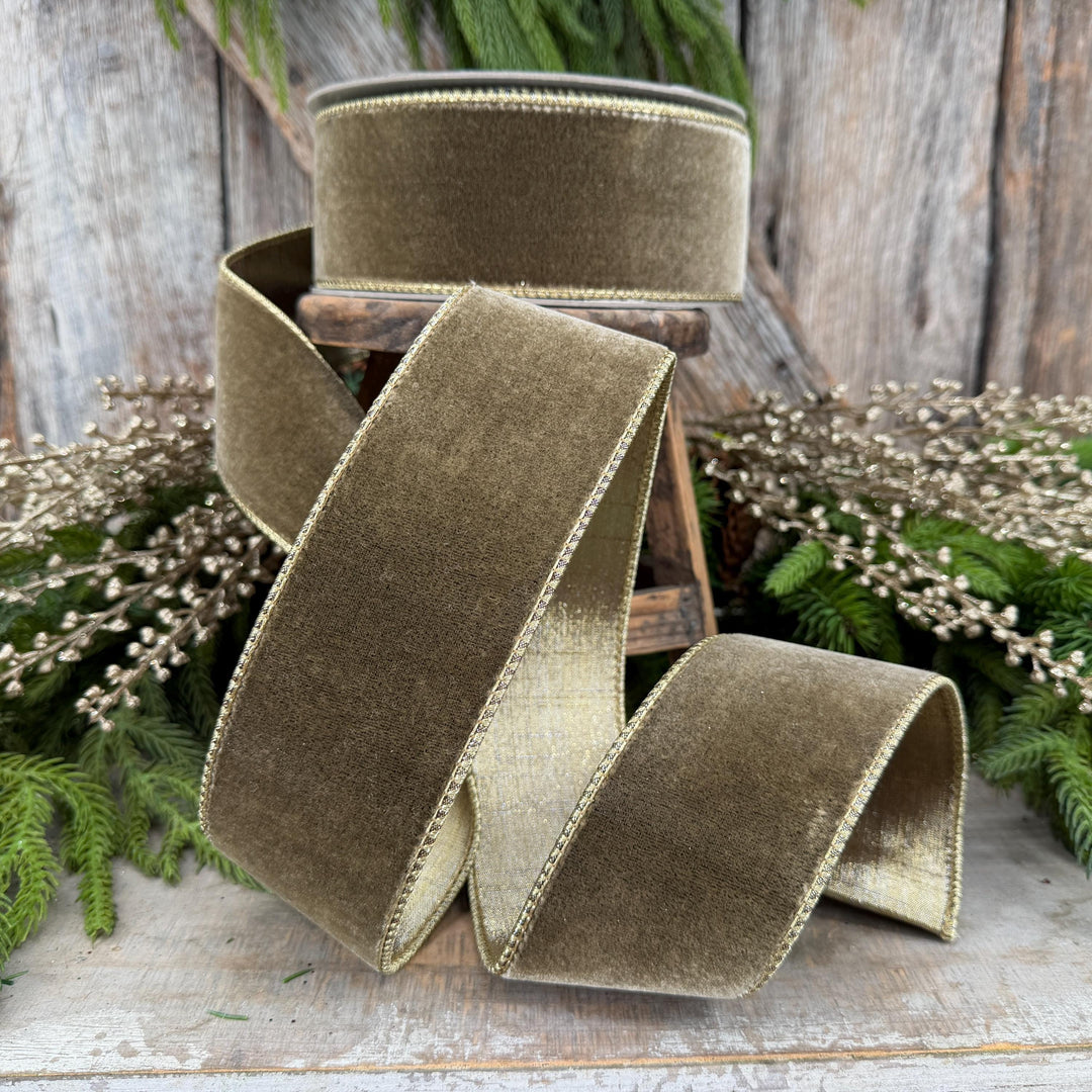 2.5” Mink Velvet Ribbon, Farrisilk ribbon