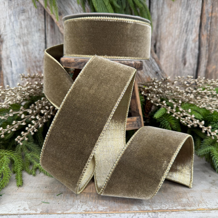 2.5” Mink Velvet Ribbon, Farrisilk ribbon