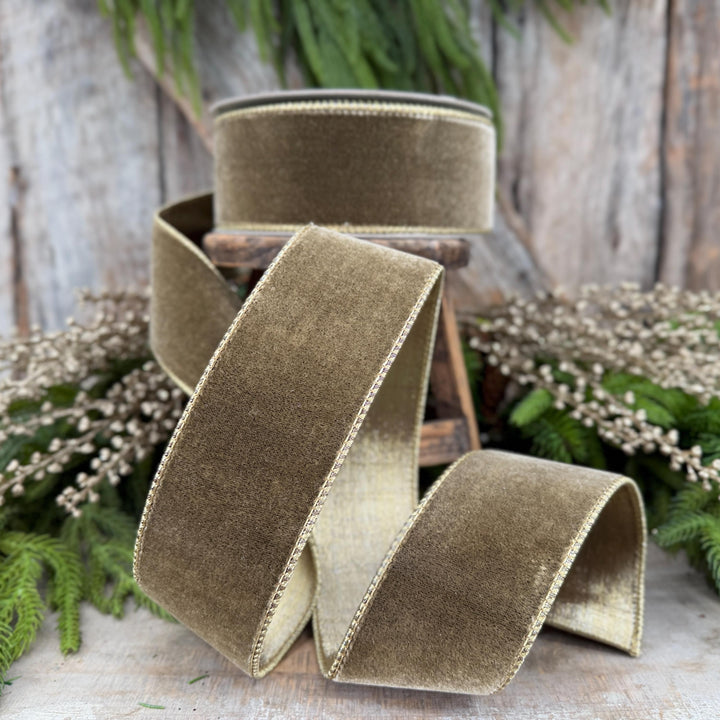 2.5” Mink Velvet Ribbon, Farrisilk ribbon
