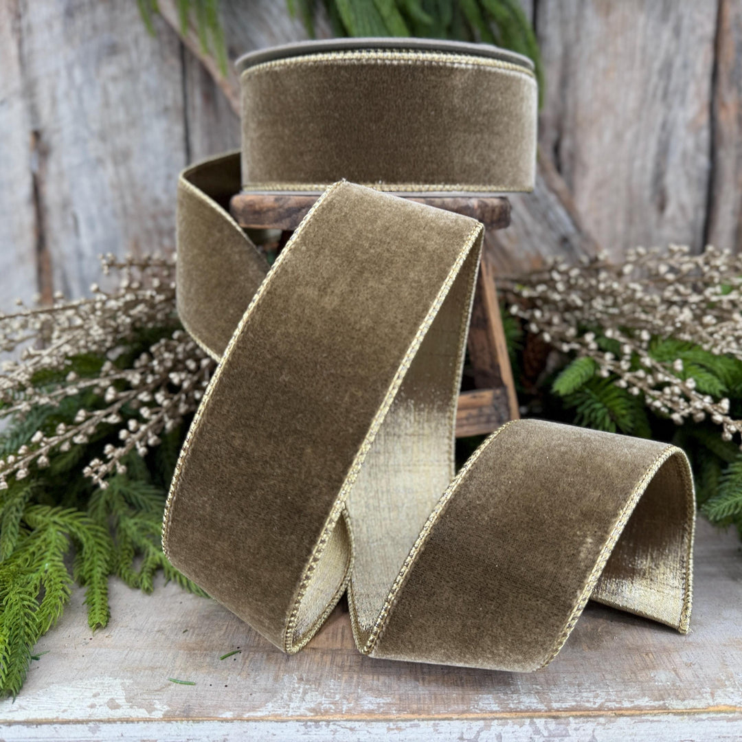 2.5” Mink Velvet Ribbon, Farrisilk ribbon