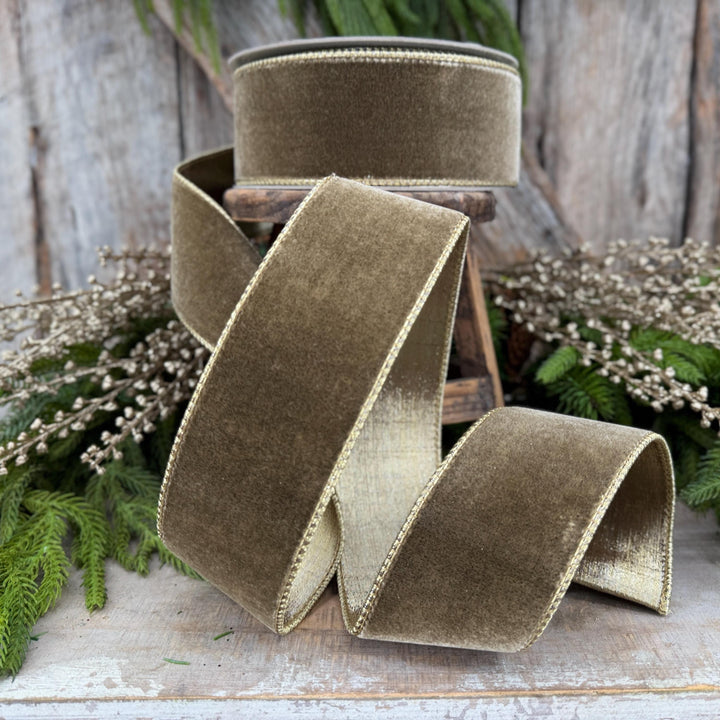 2.5” Mink Velvet Ribbon, Farrisilk ribbon