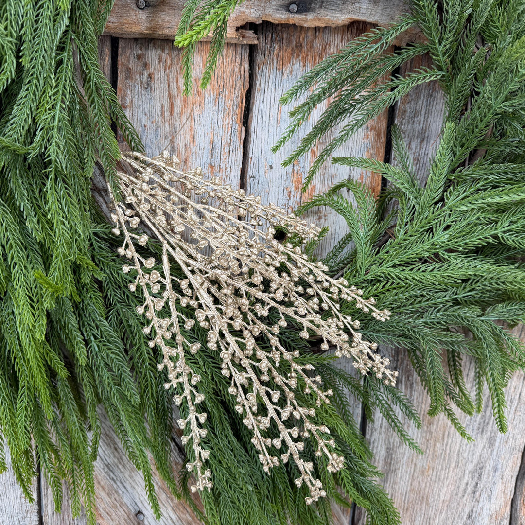 19" Champagne Gold Metallic Berry Pick | Christmas Floral Spray