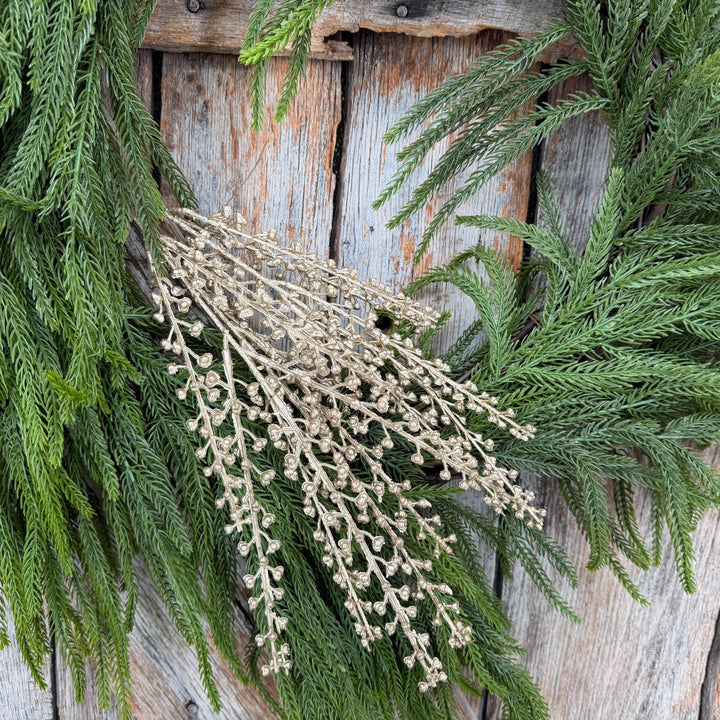 19" Champagne Gold Metallic Berry Pick | Christmas Floral Spray