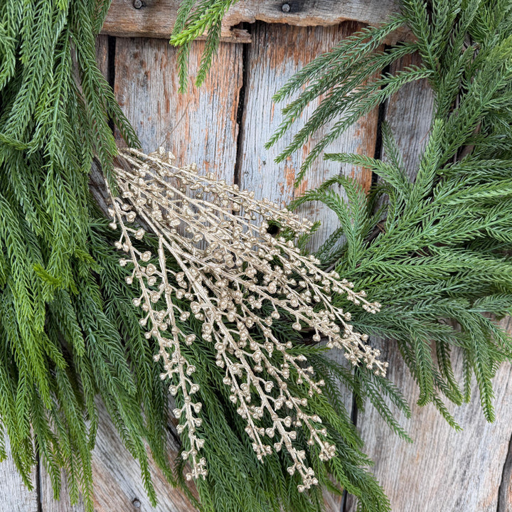 19" Champagne Gold Metallic Berry Pick | Christmas Floral Spray