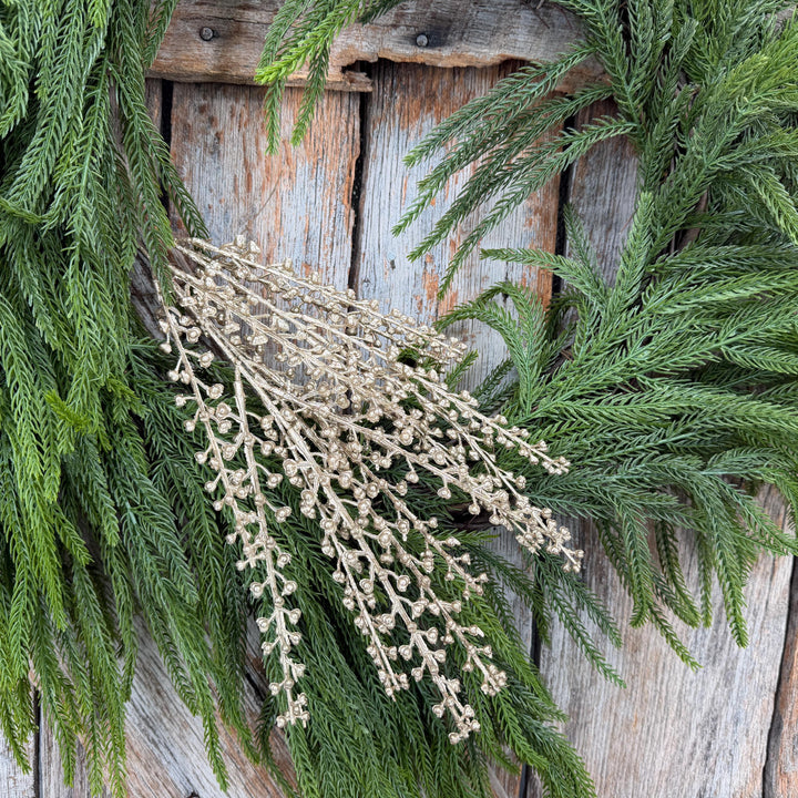 19" Champagne Gold Metallic Berry Pick | Christmas Floral Spray
