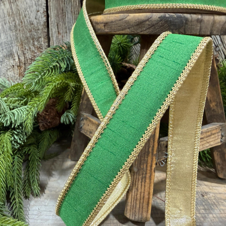 1" Kelly Green Ribbon, Green Gold Ribbon, Christmas Ribbon