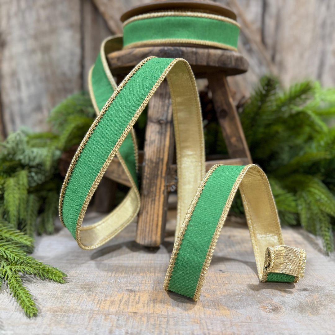 1" Kelly Green Ribbon, Green Gold Ribbon, Christmas Ribbon