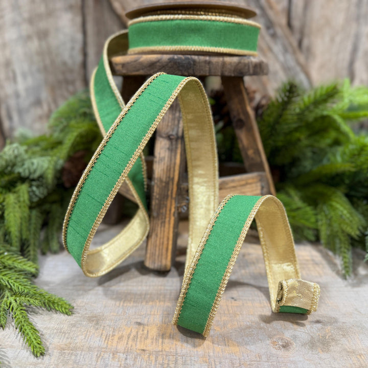 1" Kelly Green Ribbon, Green Gold Ribbon, Christmas Ribbon