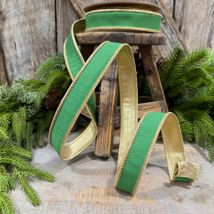 1" Kelly Green Ribbon, Green Gold Ribbon, Christmas Ribbon