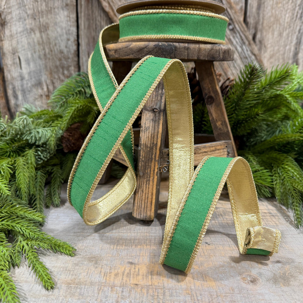 1" Kelly Green Ribbon, Green Gold Ribbon, Christmas Ribbon
