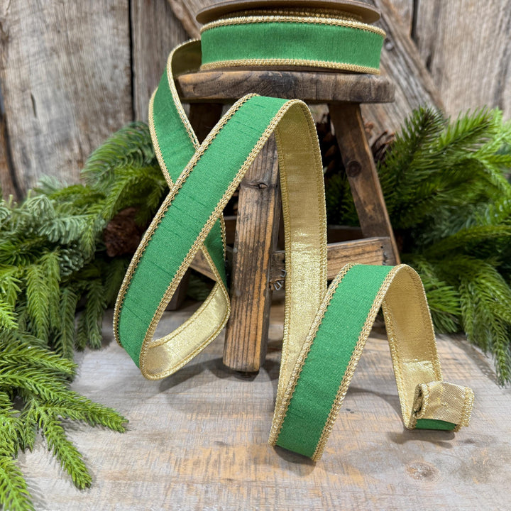 1" Kelly Green Ribbon, Green Gold Ribbon, Christmas Ribbon