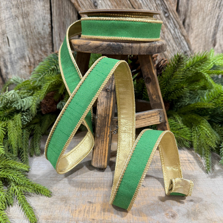 1" Kelly Green Ribbon, Green Gold Ribbon, Christmas Ribbon