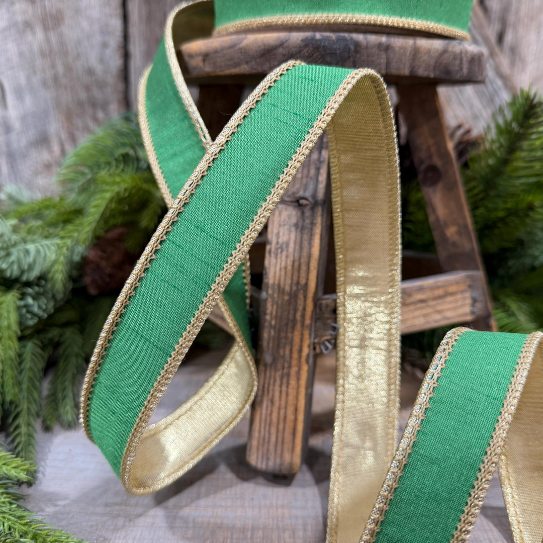 1" Kelly Green Ribbon, Green Gold Ribbon, Christmas Ribbon
