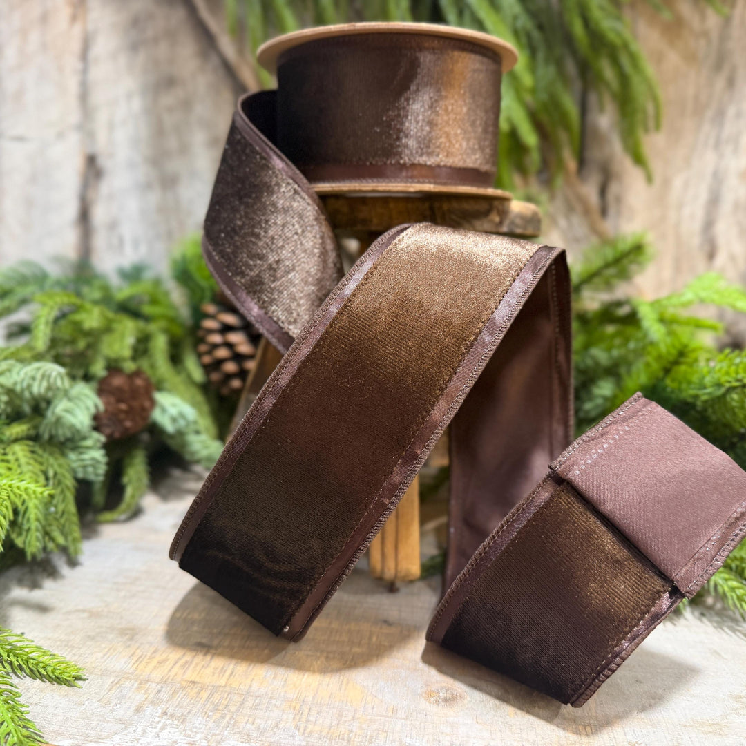 2.5" Chocolate Brown Velvet RIbbon, Woodland Theme Brown Ribbon