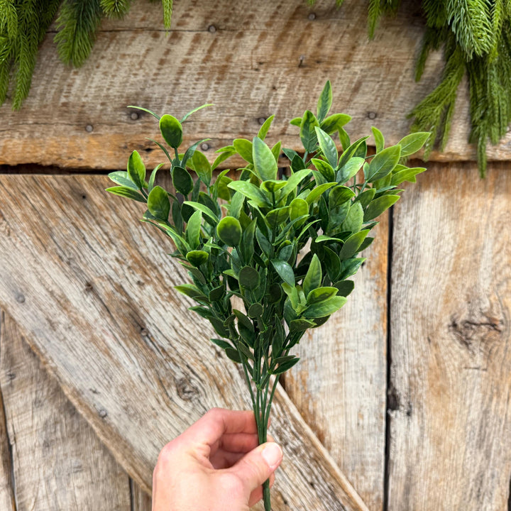 14" Baby Ruscus Greenery Bush, Artificial Greenery Bush