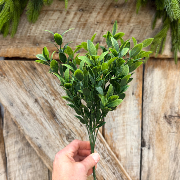 14" Baby Ruscus Greenery Bush, Artificial Greenery Bush