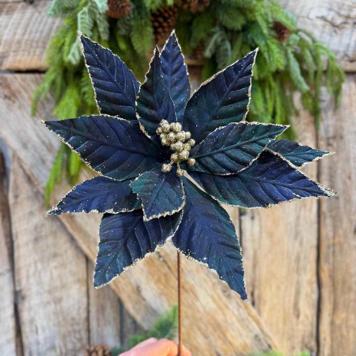 21" Black Watch Plaid Poinsettia Stem