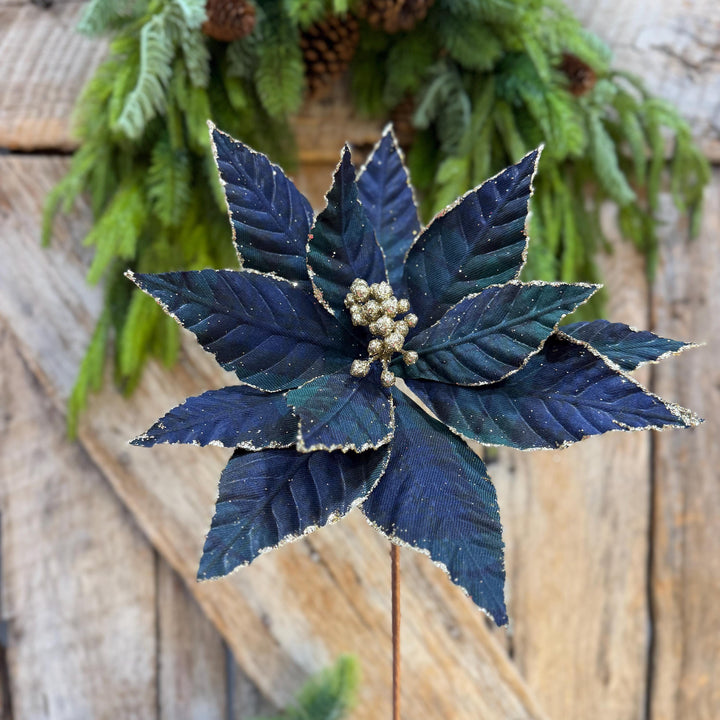 21" Black Watch Plaid Poinsettia Stem