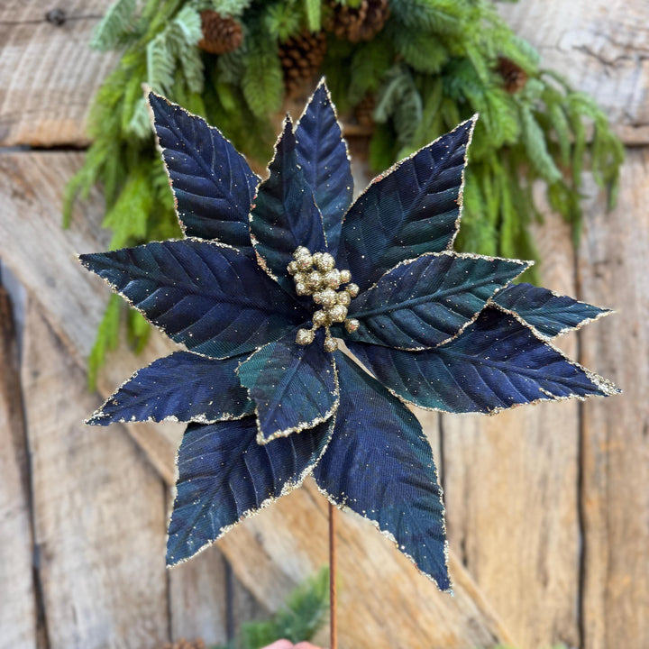 21" Black Watch Plaid Poinsettia Stem