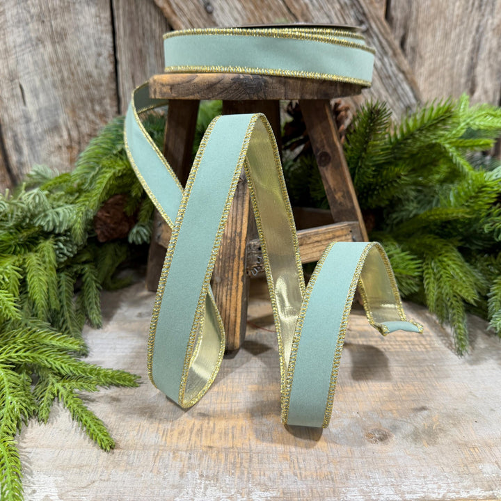 1" Seafoam Aqua Suede Velvet Ribbon, Farrisilk Ribbon, RS290-37