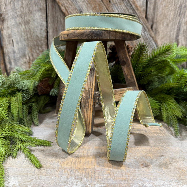 1" Seafoam Aqua Suede Velvet Ribbon, Farrisilk Ribbon, RS290-37