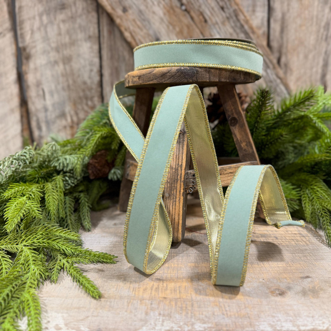 1" Seafoam Aqua Suede Velvet Ribbon, Farrisilk Ribbon, RS290-37
