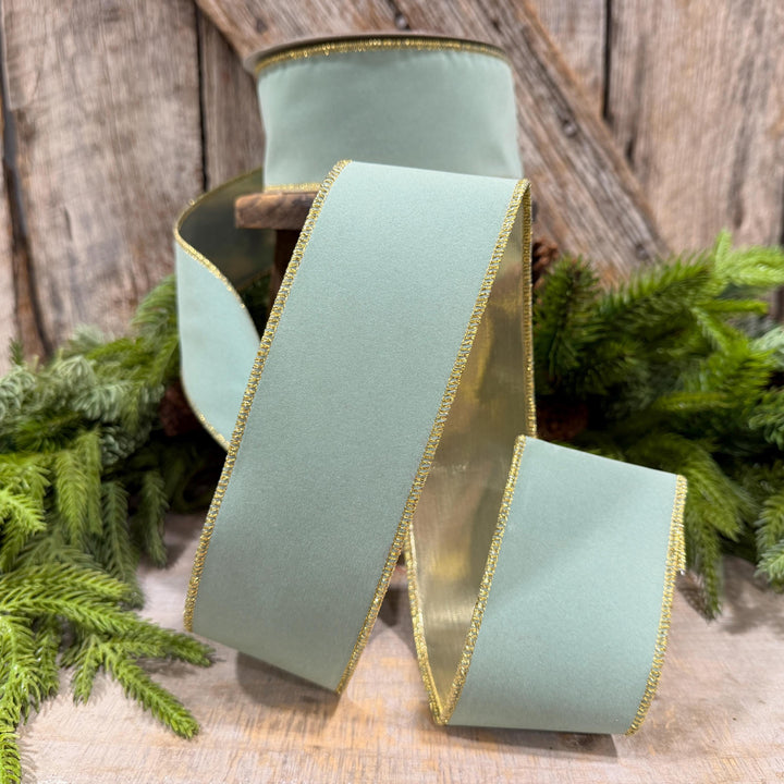 2.5" Seafoam Aqua Suede Velvet Ribbon, Farrisilk Ribbon, RS291-37