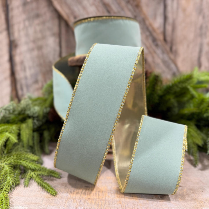 2.5" Seafoam Aqua Suede Velvet Ribbon, Farrisilk Ribbon, RS291-37