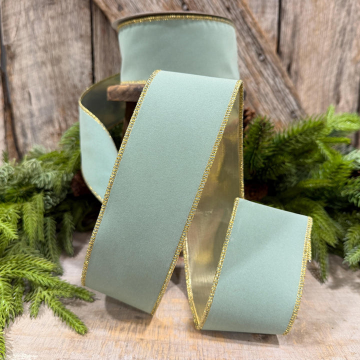2.5" Seafoam Aqua Suede Velvet Ribbon, Farrisilk Ribbon, RS291-37