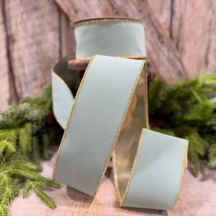 2.5" Seafoam Aqua Suede Velvet Ribbon, Farrisilk Ribbon, RS291-37