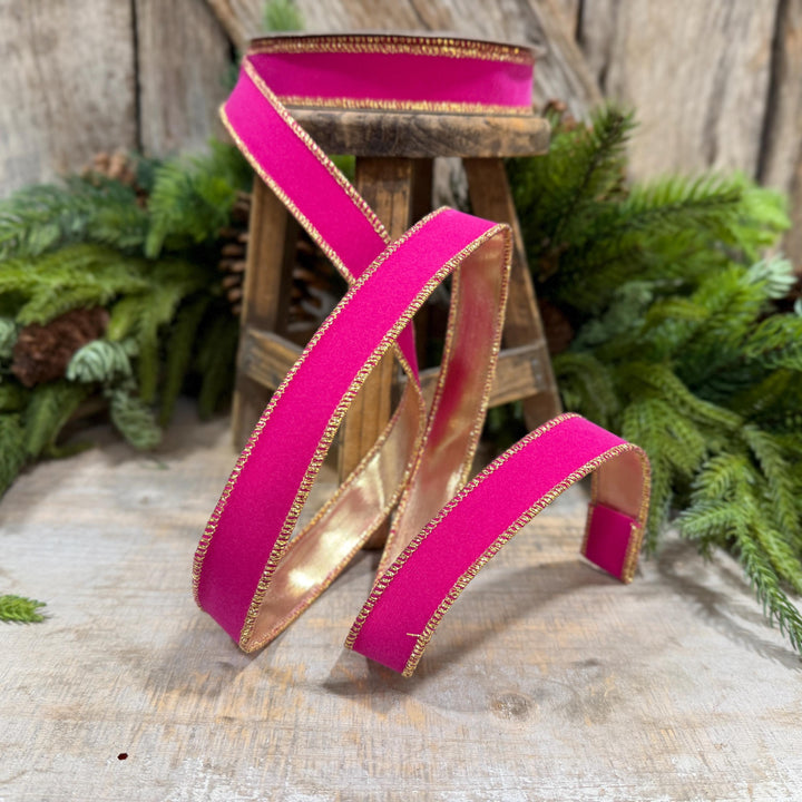 1" Hot Pink Suede Velvet Ribbon, Farrisilk Ribbon, RS290-15