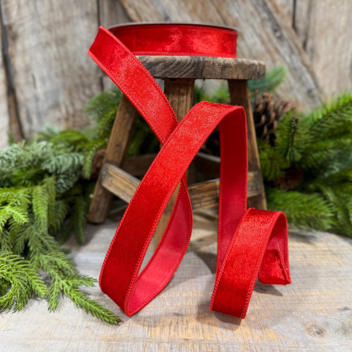 1" Red Velvet Ribbon, Farrisilk Ribbon, Silky Velvet Ribbon, Red, RS293-02