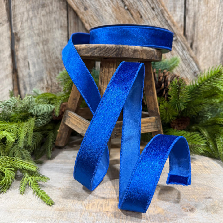 1" Royal Blue Velvet Ribbon, Farrisilk Ribbon, Silky Velvet Ribbon, RS293-26