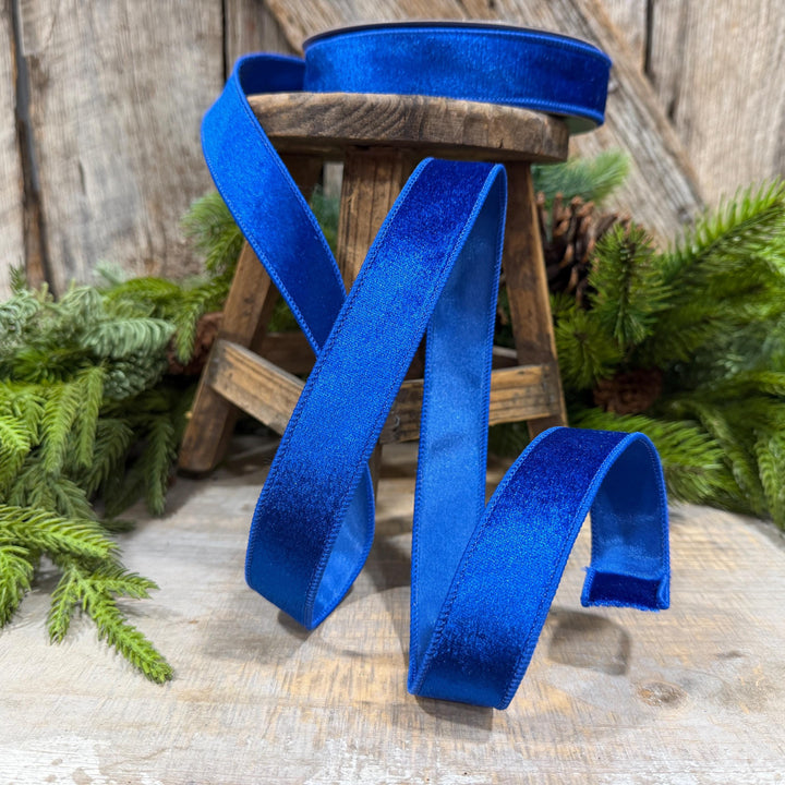 1" Royal Blue Velvet Ribbon, Farrisilk Ribbon, Silky Velvet Ribbon, RS293-26
